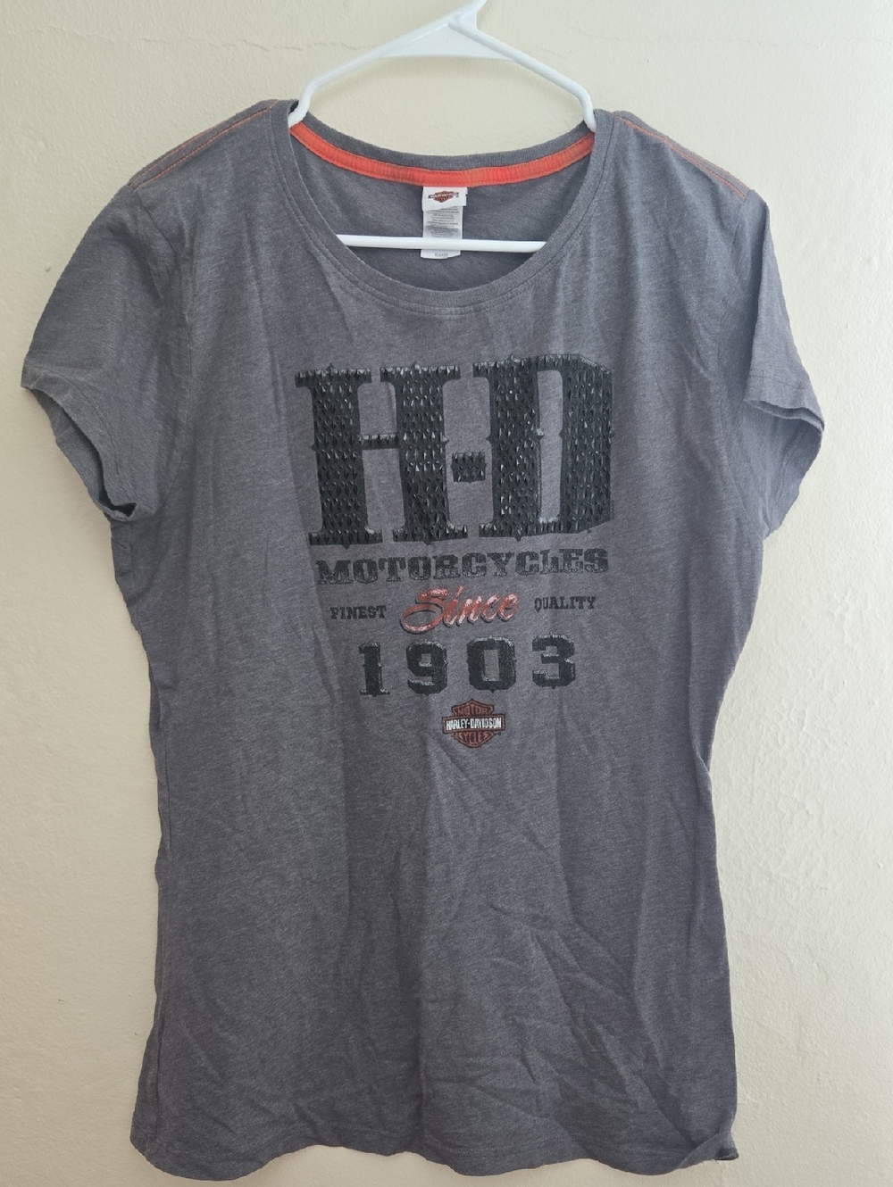 Harley-Davidson Gray Tee with Black H-D and Orange Accent_0076